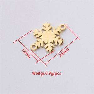 Pendentifs flocon de neige en acier inoxydable plaqué or, personnalisables en gros, pour la fabrication de bijoux pour enfants - Product Image 2
