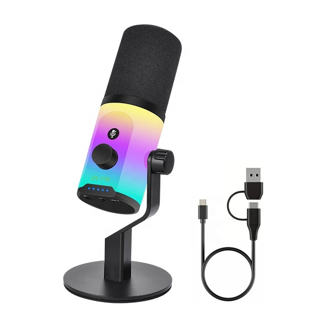 2026 Professional Dynamic Microphone USB Gaming Mic Podcast Equipment Desktop RGB Light Mic for Recording Podcasting Gaming