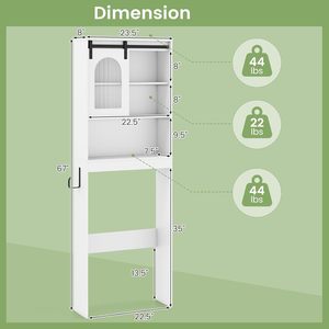 Meuble de rangement pour salle de bain au-dessus des toilettes avec porte coulissante, organisateur de salle de bain de style farmhouse de 32,3 po de large avec porte-papier toilette - Product Image 3