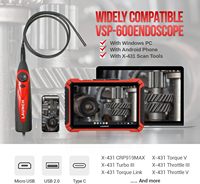 Endoscope industriel HD LAUNCH VSP-100, série X-431, vidéoscope, caméra serpent 7 mm, 6 LED, boroscope USB, étanche IP67