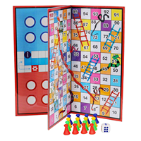 Juego de Mesa 2 en 1 de Alta Calidad, Ludo y Serpientes y Escaleras, Cartón Laminado en PVC, Impresión a Todo Color, Plegable, Portátil, Educativo