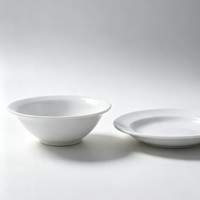 Ensemble de bols en porcelaine blanche de 9 pouces, vaisselle de camping écologique avec bol à soupe profond, passe au lave-vaisselle, vaisselle moderne pour la maison