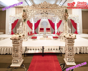 Mandap de pilar de pavo real para boda, mantel de fibra para decoración de boda antigua de Malasia, con Loto, el mejor diseño - Product Image 2