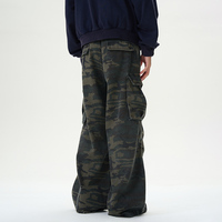 Pantalon Cargo en Denim Robuste Homme, Délavage Vintage Camouflage, Jean Super Baggy Style Street Fashion Rapper, Jean de Créateur