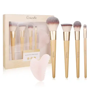 GRACEDO beauty Makeup Tools Contour Blending Powder Foundation Brush Make Up Brush Set With Paper Box Pink Guasha Stone - Product Image 1