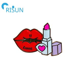 Premium <span class=keywords><strong>femme</strong></span> dame rouges à lèvres broche broches cosmétiques personnalisés maquillage émail or argent rouge à lèvres épinglettes - Product Image 4