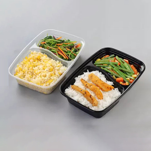Eco Gesunde Mahlzeit Prep Container nehmen weg schwarz <span class=keywords><strong>2</strong></span> fach Einweg Kunststoff Mahlzeit <span class=keywords><strong>Box</strong></span> - Product Image 2