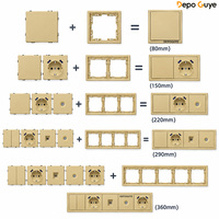 Prise murale modulaire standard française 16A dorée avec chargeur USB-A et Type-C, 3 prises, 1/2 gang, IP20, 110-250V, cadre en plastique DIY