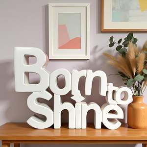 Born to Shine Motivational Aesthetic <b>Table</b> Decorative Item Home <b>Study</b> Desk or Office Room Decor Items <b>Table</b> Decor White Painted - Product Image 1