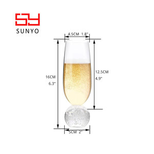 SUNYO Lead-free Crystal <strong>Champagne</strong> Glasses With Custom Bubble Base Luxury 7 Oz Clear <strong>Champagne</strong> <strong>Flutes</strong> Wedding <strong>Champagne</strong> <strong>Flutes</strong> - Product Image 3