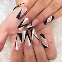 Vente en gros directe d'usine, ongles press-on en forme de ballerine, faits à la main, logo personnalisé