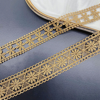Belle bordure en dentelle filet brodée métallique dorée brillante – Dentelle à bordure dorée