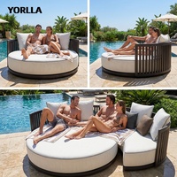 Mobilier de jardin en alliage d'aluminium de luxe personnalisable piscine ronde lit pour l'extérieur hôtel salle à manger villa utilisation