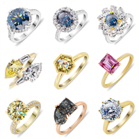 GIGAJEWE Bague de fiançailles personnalisée en moissanite colorée, bijoux en or massif 9K 14K 18K pour femme, cadeau