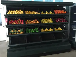 SDERE Supermarket Fruit And Vegetable Air Cooling System Refrigerated Display Cabinet Open Front Area