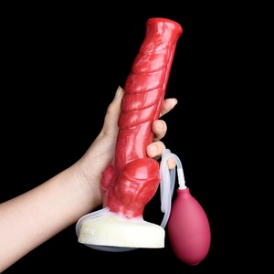 NNSX Fantasy Dog Wolf Knot Squirting <b>Dildo</b> With Sucker Silicone Multi Color Ribbed Stimulate Butt Plug Ejaculation Penis for Man - Product Image 4