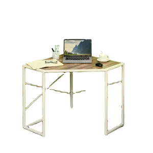 שולחן פינתי לחללים קטנים שולחן מחשב קטן עם מסגרת מתכת חוסך מקום שולחן עבודה משרדי ביתי תחנת עבודה לבנה