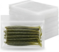 Sacs de rangement pour leurres souples en PVC transparent durable de 17x14cm/6.7x5.5in avec double fermeture éclair et valve de verrouillage pour l'emballage de leurres de pêche