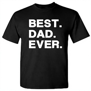 เสื้อยืดผ้าฝ้ายสีดำสำหรับผู้ชาย Best Dad Ever แขนสั้น คอกลม พิมพ์ลายลำลอง ทรงพอดีตัว - Product Image 1