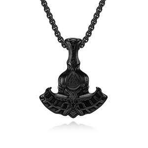 Nordic style fashion retro Viking Odin axe <b>titanium</b> steel necklace trendy retro artistic personalized men's pendant - Product Image 5