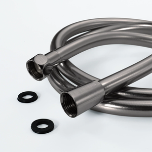 Tuyau de douche flexible en PVC gris argenté avec raccord en laiton pour salle de bain, résistant aux hautes températures, vente en gros - Product Image 4