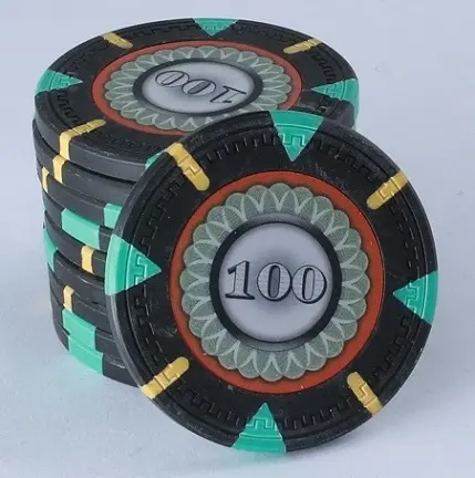 Новые черные $100 профессиональные глиняные покерные чипсы для казино 13,5 г