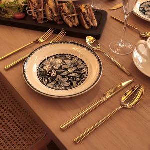 Luxury Matte <b>Gold</b> Stainless Steel <b>Cutlery</b> Set Sustainable Flatware for Weddings <b>and</b> Special Occasions with Mirror Polish - Product Image 6