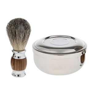 Juego de tazón para afeitar Maclura de acero inoxidable con cepillo de mango de madera resistente al óxido para afeitar - Product Image 1