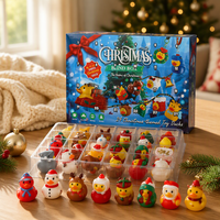 Calendrier de l'Avent Boîte Mystère de Noël – Lot de 24 Canards en Caoutchouc pour le Bain, Boîte Cadeau Colorée, Décoration pour les Fêtes et la Vente au Détail