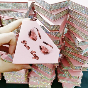 Private Label Eyelash Box Packaging Bling Rhinestone Your Own Logo Eyelash Packaging Box Private Label Diamond Empty Eyelashes Cases For Lashes