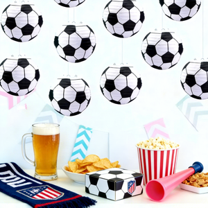 10 Piezas de Farolillos de Papel con Forma de Balón de Fútbol de 8 Pulgadas, Recuerdos para Fiestas, Decoración para Colgar en Interiores, Centro de Mesa, Tema de la Copa Mundial de Fútbol - Product Image 1