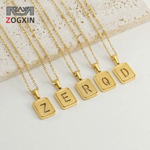 Zogxin Letter Pendant Necklace 18K Gold Plated Stainless Steel Alphabet Chain For Women Gift Jewelry - Product Image 1
