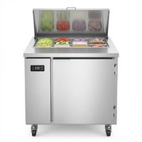 Table de préparation réfrigérée commerciale pour sandwichs et salades, en acier inoxydable 304, pour restaurant, café, cantine