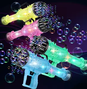 Fabrika sabun oyuncaklar LED ışık up Blower Blaster kabarcıklar toptan çin çocuklar için Unisex ambalaj kartı adet plastik tip Bubble Gun