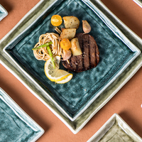 Assiette carrée jetable écologique en céramique, style bohème, pour barbecue, sushi, vaisselle japonaise de mariage en porcelaine