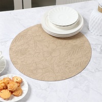 Napperons de table ronds en cuir PVC série Camélia, modernes et très demandés, 3 mm, résistants à la chaleur et antidérapants
