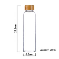 Botol Air Kaca Tutup Bambu Grosir 18oz Botol Air Kaca Borosilikat Bening yang Dapat Digunakan Kembali untuk Perjalanan, Kulkas, Minuman, Jus