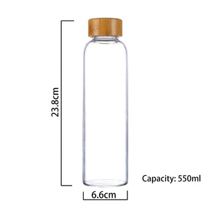Bottiglie d'Acqua in Vetro con Coperchio in <span class=keywords><strong>Bambù</strong></span> all'Ingrosso da 18oz, <span class=keywords><strong>Borraccia</strong></span> Riutilizzabile in Vetro Borosilicato Trasparente per Viaggi, Frigorifero, Bevande e Succhi - Product Image 3