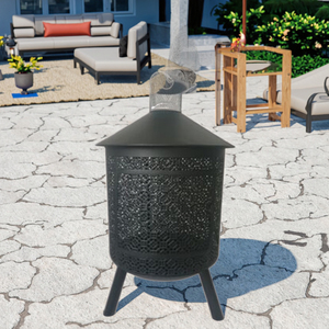 <span class=keywords><strong>Brasero</strong></span> <span class=keywords><strong>vertical</strong></span> GENO de conception cylindrique pour l'extérieur, foyer en métal haute température, autoportant, pour le camping et l'extérieur - Product Image 4