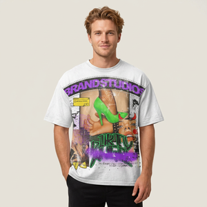 Oversized Streetwear T-Shirt <b>Men</b> Short Sleeve Cotton Jersey Printed O-Neck Regular Fit Pattern Design - Product Image 6