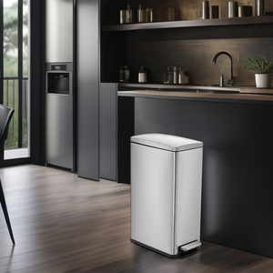 Poubelle de rangement sur pied en acier inoxydable 45L avec couvercle, poubelle écologique - Product Image 1