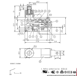 Dongnan kw3a chân Micro Thiết bị chuyển mạch ngắn Con lăn đòn bẩy Thiết bị truyền động thu nhỏ Microswitch momentary Snap hành động ul TUV VDE - Product Image 6