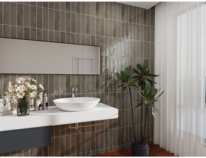 Carreaux de métro <span class=keywords><strong>tendance</strong></span> vert foncé brillant 75x300 pour mur de salle de bain, carreaux en porcelaine pleine masse. - Product Image 6