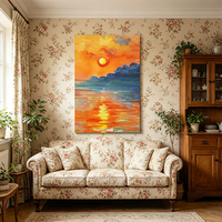 Tableau à l'huile paysage marin abstrait impressionniste peint à la main, art mural texturé pour maison et hôtel