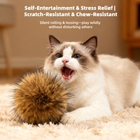 Balle en fourrure de lapin résistante aux griffures pour chat, jouet interactif en peluche pour chatons, idéal pour l'intérieur, divertissement toute saison