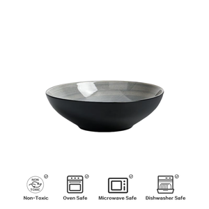 Promotion de septembre : Assiettes en céramique grises rondes de style occidental, design unique, compatibles micro-ondes, ensembles de vaisselle pour les fêtes - Product Image 6