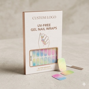 Bandes de gel pour ongles effet dégradé pailleté <span class=keywords><strong>arc</strong></span>-<span class=keywords><strong>en</strong></span>-<span class=keywords><strong>ciel</strong></span>, 20 bandes, ombré <span class=keywords><strong>pastel</strong></span>, sans UV, finition professionnelle de salon, ongles à presser, longue durée, 14+ - Product Image 1