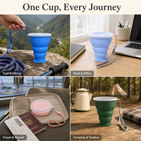Gobelet en silicone pliable, gobelet à eau réutilisable pliable avec couvercle, bouteille de voyage écologique de petite taille pour la randonnée en plein air, le camping