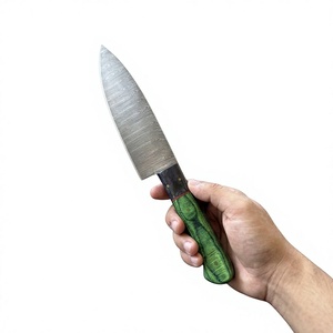 Ensemble de couteaux de cuisine en acier Damas, 5 pièces, manche en bois, lames droites, couteaux de chef, lame polie, ambidextres, haute qualité, 58-60HRC - Product Image 5