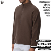 Personnalisé Hommes Demi Zip Surdimensionné Polaire Active Sweat-shirt Décontracté Pull Haut Col Montant Hiver Sherpa Chaud Avec Poche